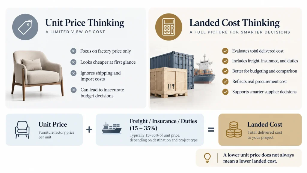 Unit Price vs Landed Cost in Hotel Furniture Procurement